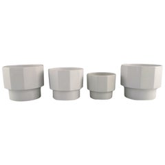 Erix Hennix for Gustavsberg, Four Plantina Flower Pots in Glazed Porcelain