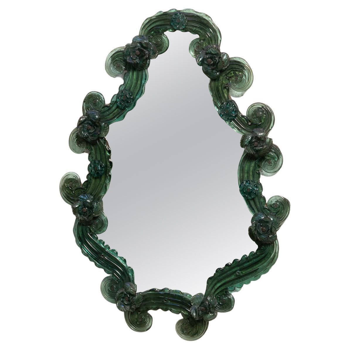 Green Murano Glass Venetian Mirror, circa 1920