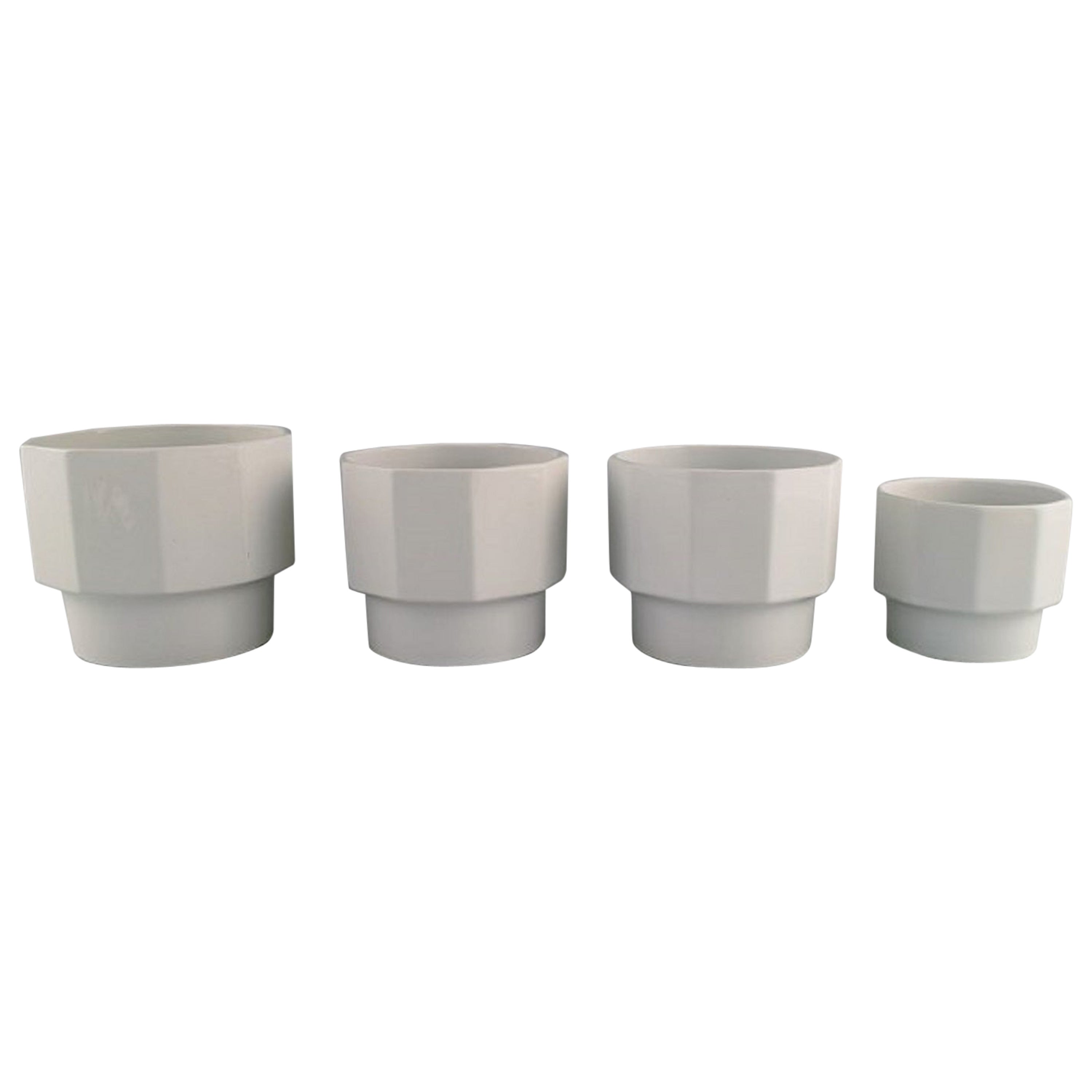 Erix Hennix for Gustavsberg, Four Plantina Flower Pots in Glazed Porcelain