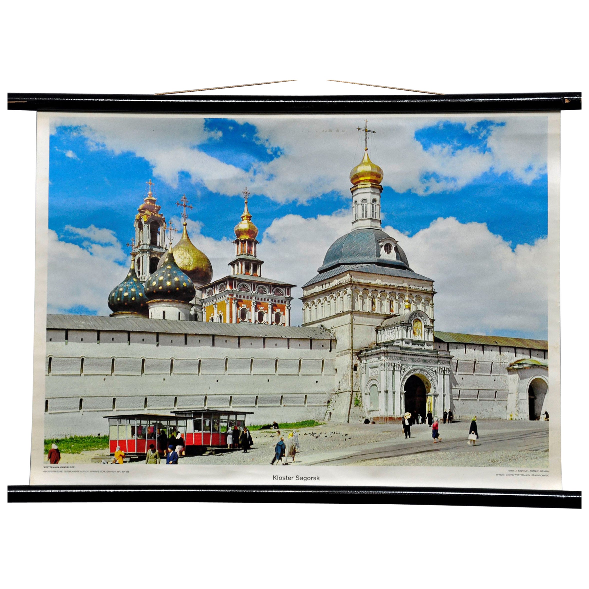 Monastery of Sagorsk, Russia Vintage Rollable Wall Chart Photo Poster For Sale