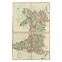 Einblattkarte der Principality of Wales, in Grafschaften unterteilt, 1804