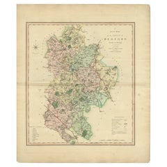 Used Colourful and Decorative County Map of Bedfordshire, England, 1804