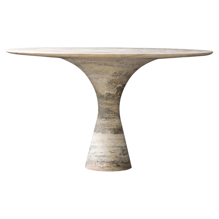 Travertino Silver Refined Contemporary Marble Dining Table 160/75 For Sale
