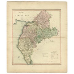 Antique Decorative and Detailed County Map of Cumberland, England, 1804