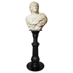 17th Century Italian Carved Marble Bust on Iron Stand from the Amalfi Coast