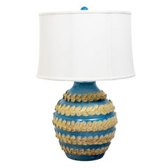 Yellow and Blue Pottery Lamp