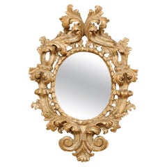 Italian Ornate Acanthus-Carved Mirror w/Oblong, Oval-Shaped Glass, 18th/19th C.