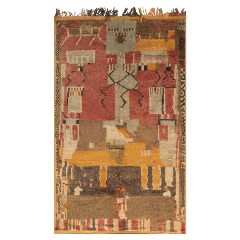 Mid-Century Moroccan Handmade Wool Rug by Doris Leslie Blau For Sale