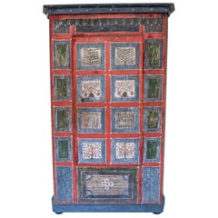 19th Century Original Hand Painted Bohemian Armoire from Ukraine