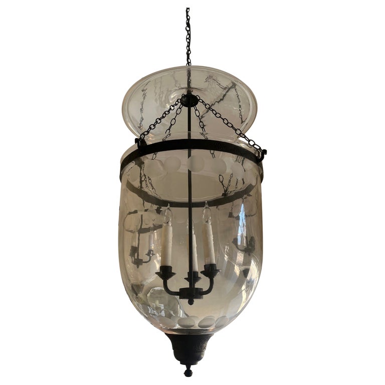 Extra Large Etched Circles Top and Bottom Bell Jars For Sale at 1stDibs