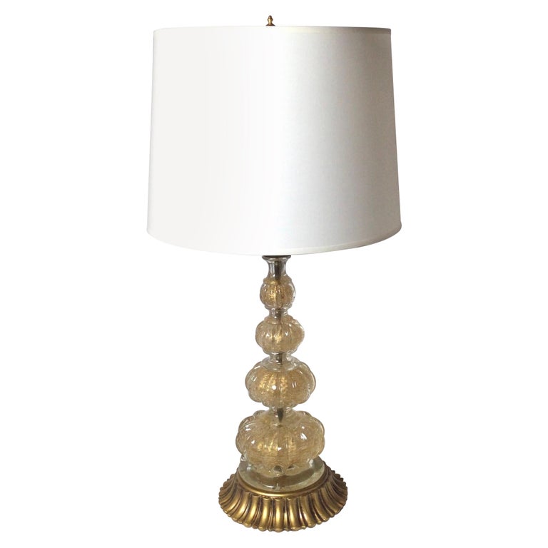 Elegant Mid Century Glass Table Lamp For Sale at 1stDibs