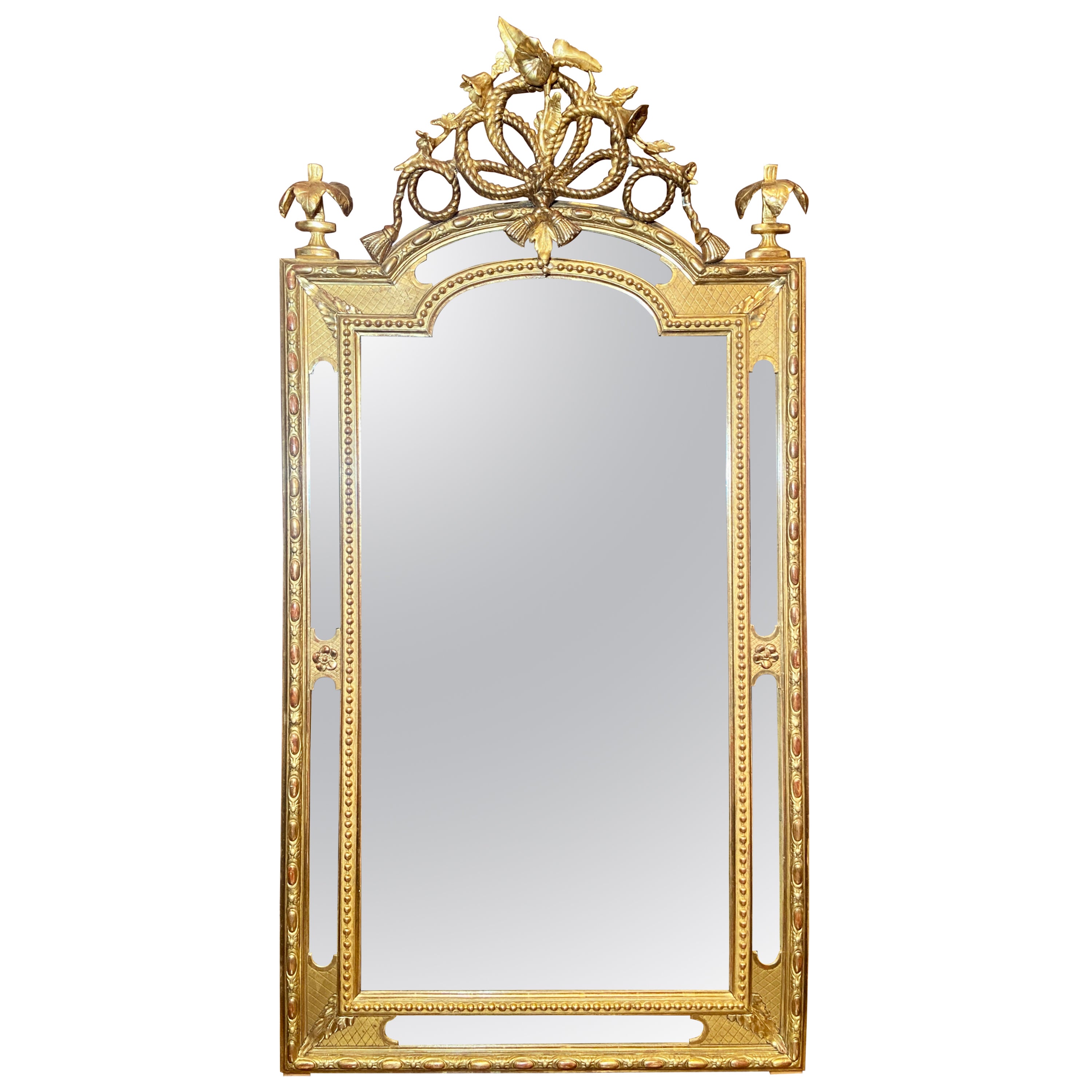 Antique 19th Century French Gold Leaf Paneled Mirror