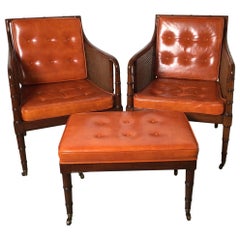 Hollywood Regency Pair of Chairs and Ottoman