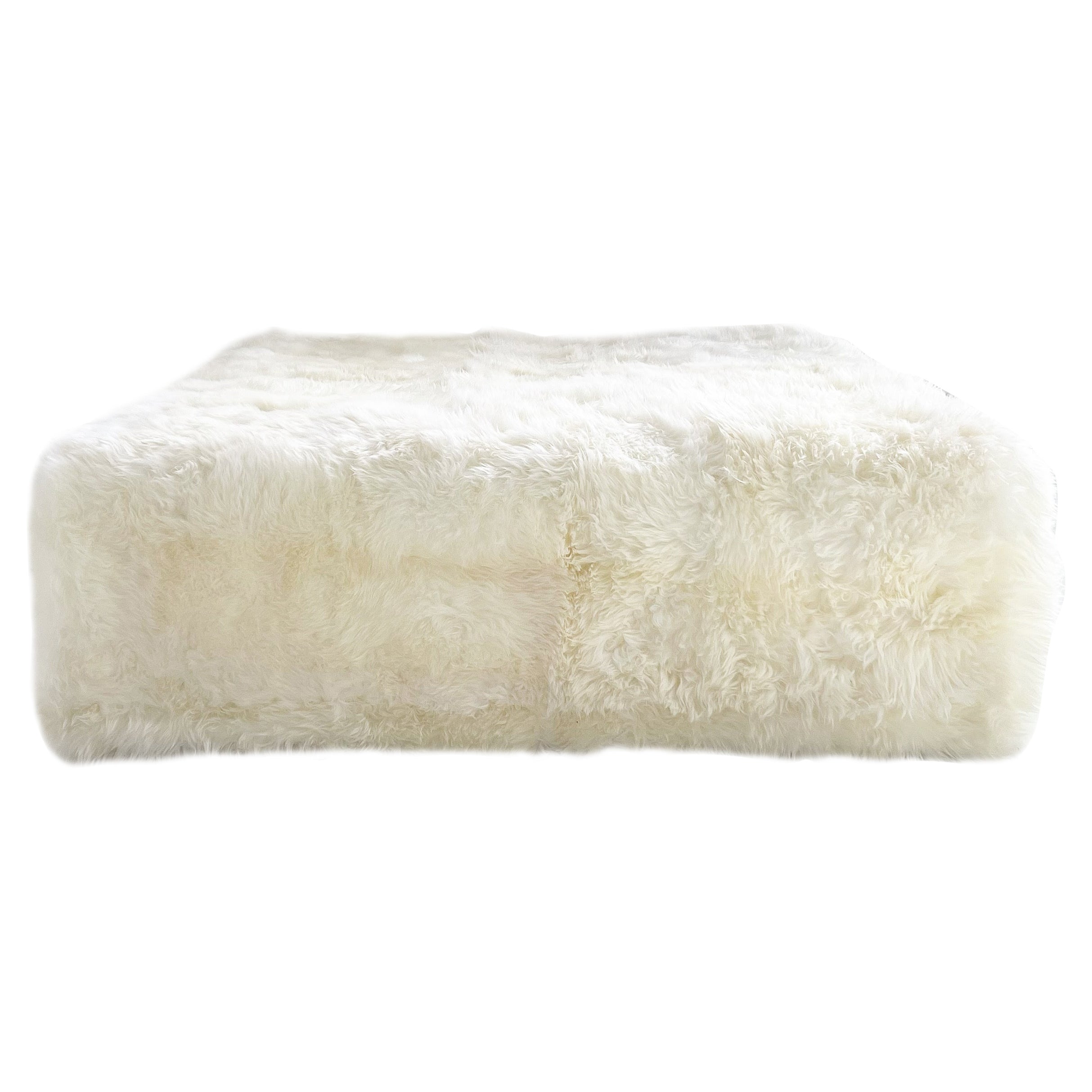 The Forsyth Large Ottoman in Sheepskin For Sale