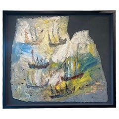 “The Regatta” Abstract Painting on Fabric, 1992 by Purvis Young