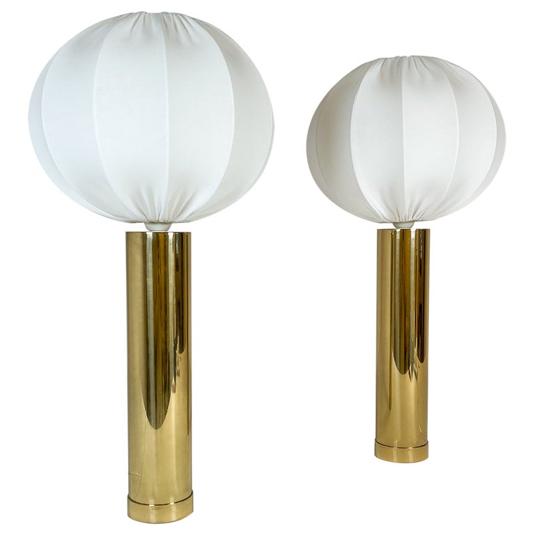 Midcentury Pair of Large Brass Bergboms B-010 Table Lamps, 1960s, Sweden For Sale
