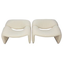 Set of 2 Mid-Century F598 Groovy Chairs by Pierre Paulin for Artifort, 1980s