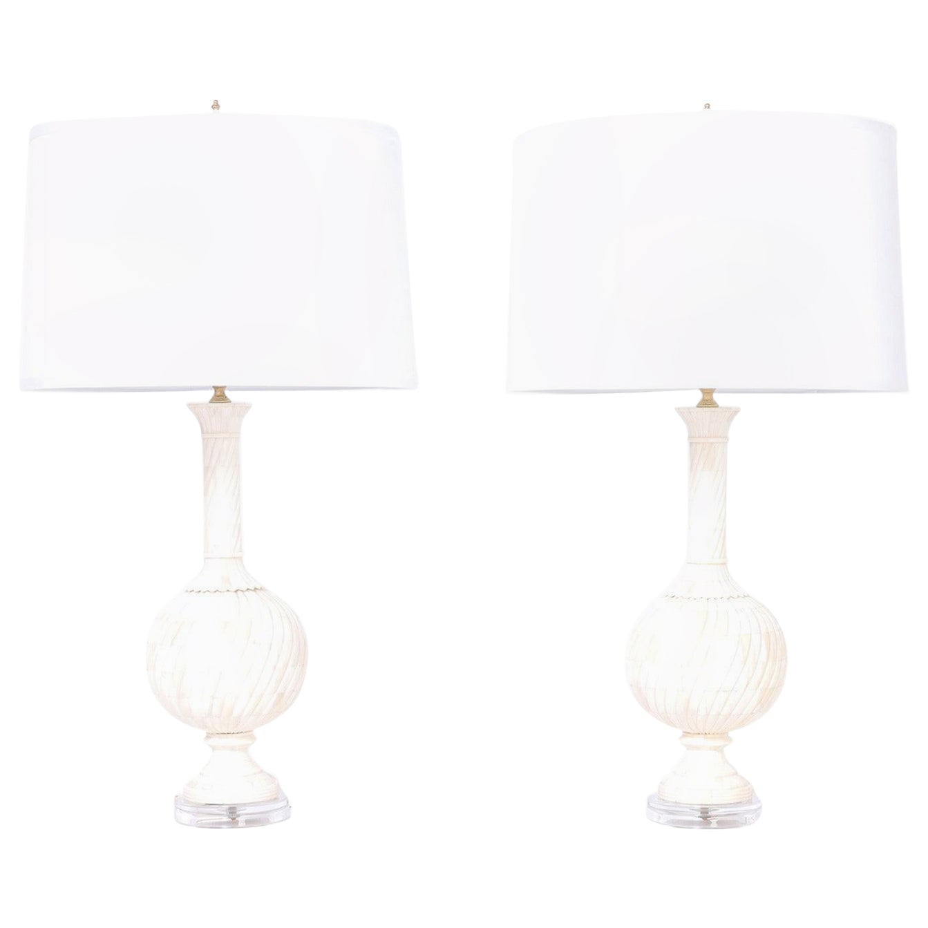 Pair of Anglo Indian Bone Table Lamps