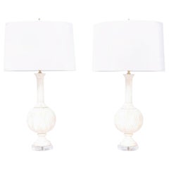 Retro Pair of Anglo Indian Bone Table Lamps