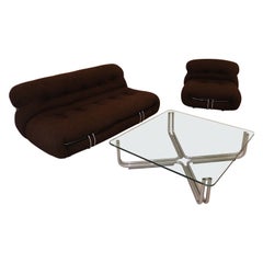 Tobia Scarpa Cassina Soriana Boucle Sofa Chair Table Set Mid Century Modern
