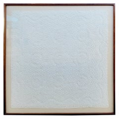 19Thc White Christening Crib Quilt in Frame