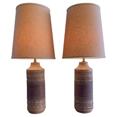 Pair of Large Italian Glazed Ceramic Lamps by Bitossi