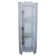 19thc White Painted Three Door Corner Cupboard