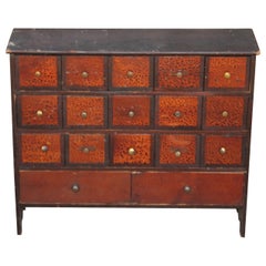 Used 19thc Original Painted Apothecary Cabinet with 17 Drawers