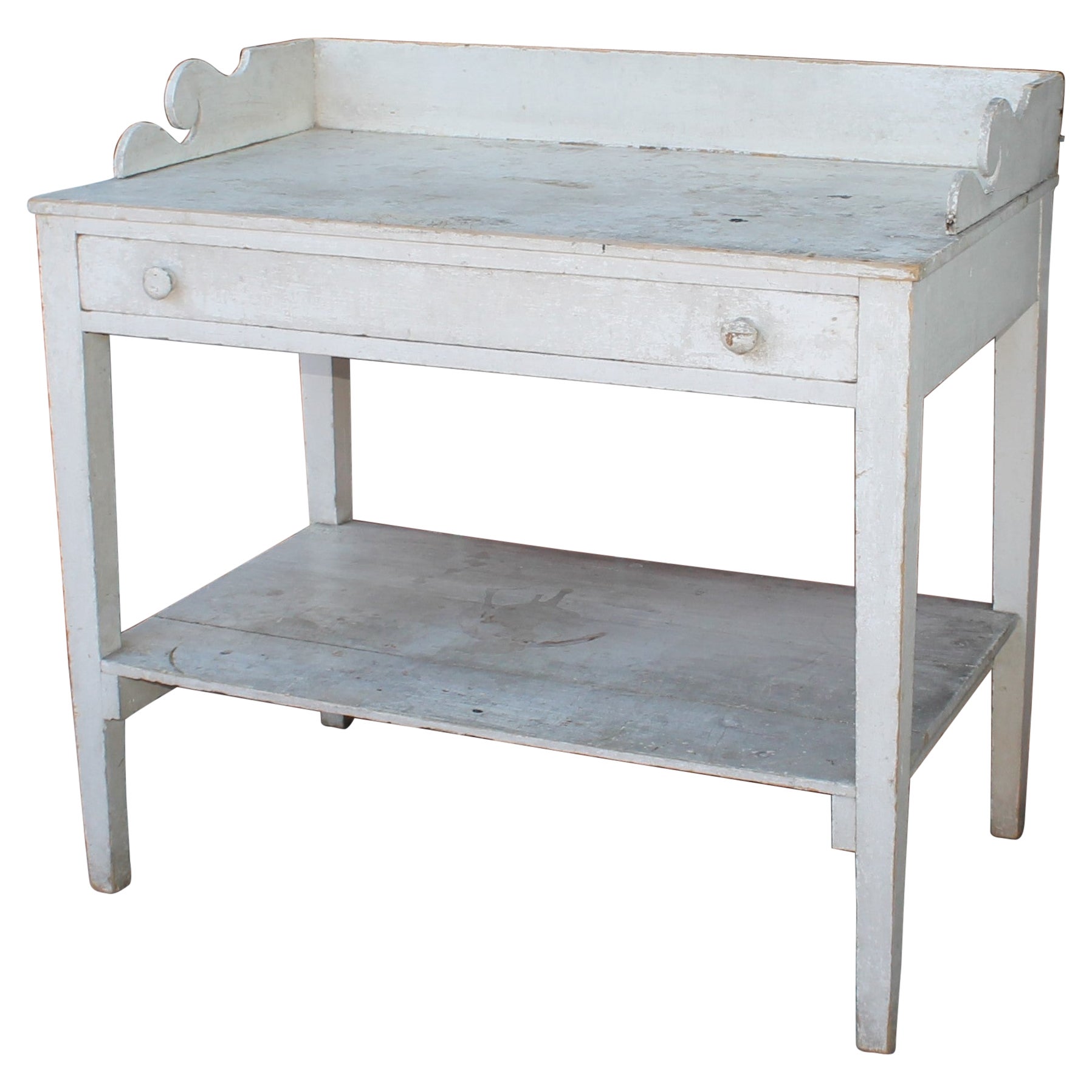19thc Original White Painted Sideboard / Table
