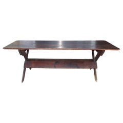 19thc Original Surface Sawbuck Farm Table