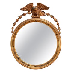 Antique 19th Century American Federal Wall Mirror with Eagle Crest
