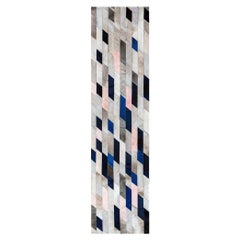 Grau Grün Blau und Light Pink Anpassbare Astila Navy Rindsleder Läufer X-Large