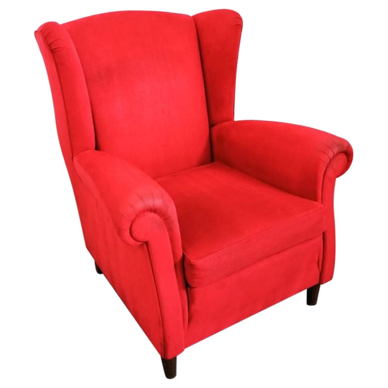 Bergere Velvet Armchair, Attr. Valabrega