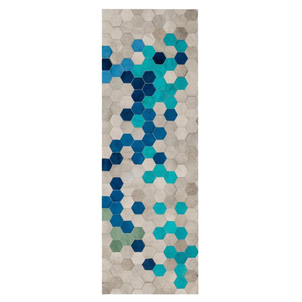 Anpassbarer Angulo Blue-Läufer in Grau, Blau und Grün Medium