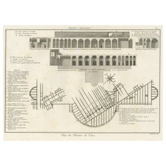 Plan antique d'une grotte souterraine des bains de l'empereur Titus, Rome, Italie, 1786