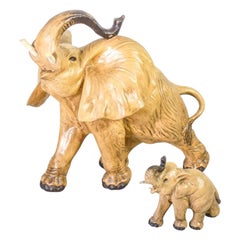 Vintage Guido Cacciapuoti Ceramic Sculptures, Elephants