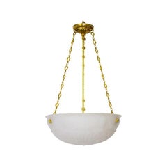 Early 20th Century Neoclassical White Cast Glass Bowl Light
