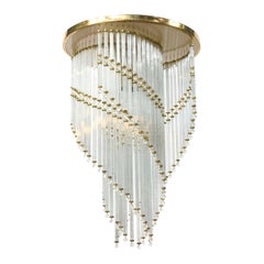 Retro Czech Spiral Crystal Ceiling Fixture