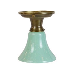 Flush Mount Fixture with Turquoise Glass, Two Available