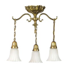 Early Electric Three Light Brass Sheffield Style Fixture
