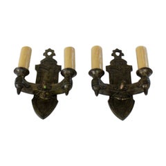 Early 20th Century Cast Metal Gothic Sconces, a Pair