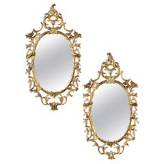 Pair of 19th Century Carved Giltwood Mirrors in the Chippendale Style