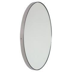Orbis Round Modern Mirror with Brushed Stainless Steel Frame, Regular