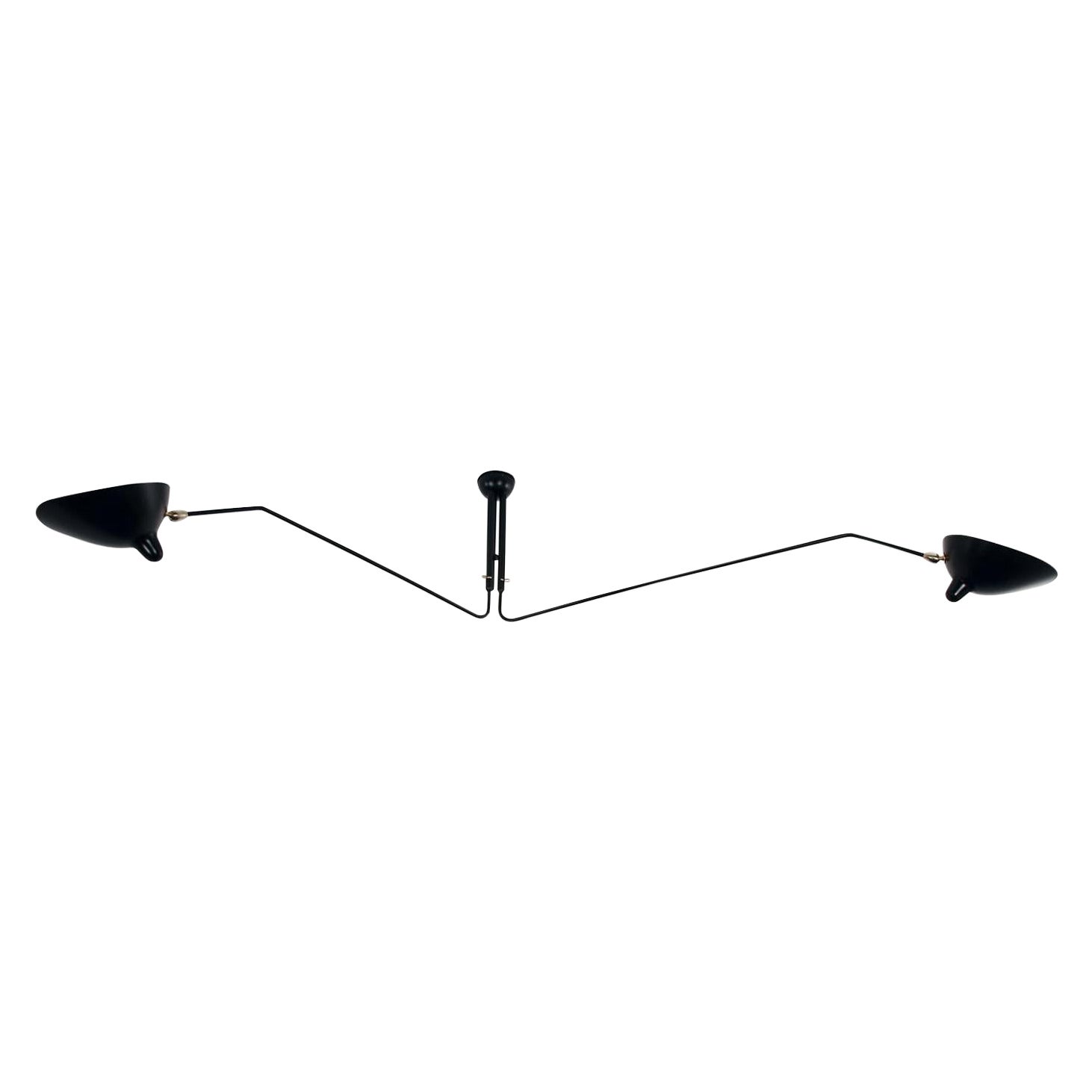 Serge Mouille Mid-Century Modern Black Three Rotating Arms Ceiling Lamp For Sale
