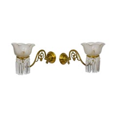 19th Century Victorian Gilt Brass Sconces, a Pair