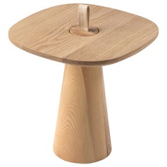 Tavolino moderno minimalista in frassino naturale e cinghia in cotone naturale
