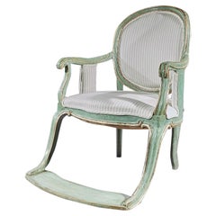 Fauteuil-Sessel aus dem 18. Jahrhundert in Originalfarbe „Eau De Nil“ und Silbervergoldung