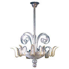 Magnificent Art Deco Murano Glass Chandelier by Ercole Barovier, 1940s