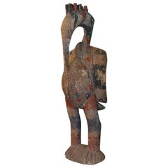 Giant Partly Painted Senufo Bird Sculpture Cote D'ivoire Early 20th C
