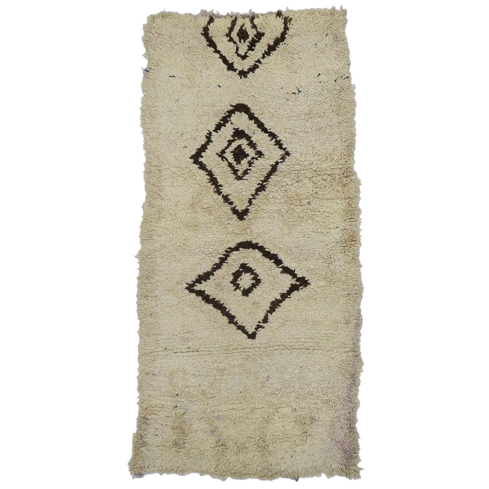 Vintage Berber Moroccan Azilal Rug with Mid-Century Modern Style For Sale